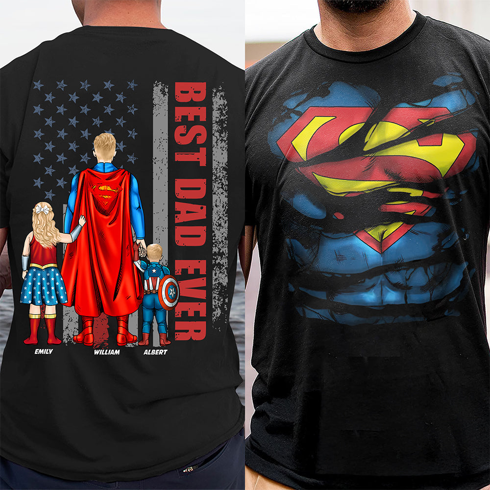 Best Dad Ever - Personalized Gift for Dad & Grandpa | Customizable Family Shirt Shirts PopCulturePrints