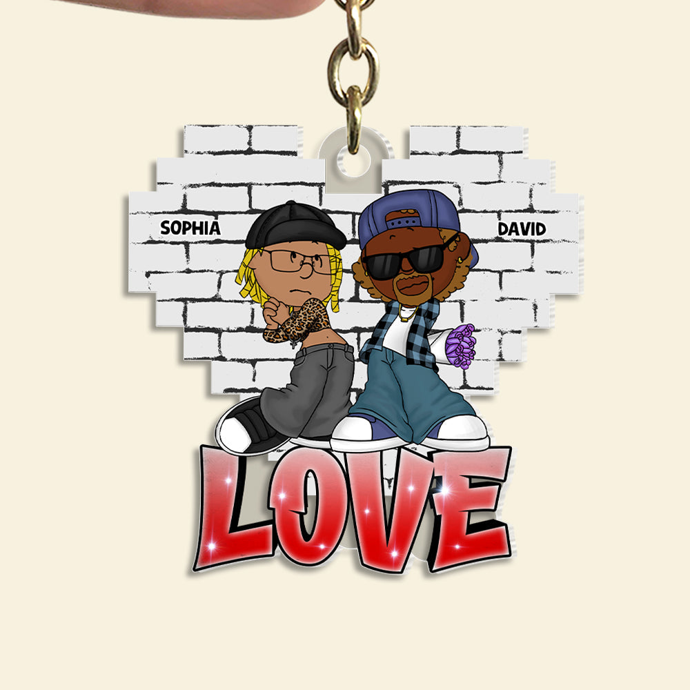 Personalized Couple Keychain - Custom Love Gift Keychains PopCulturePrints
