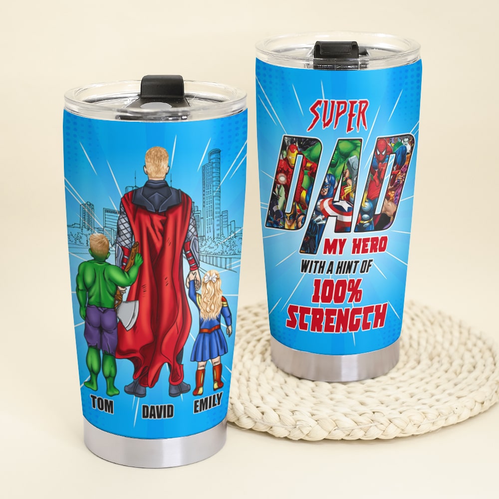 Personalized Super Dad Hero Tumbler