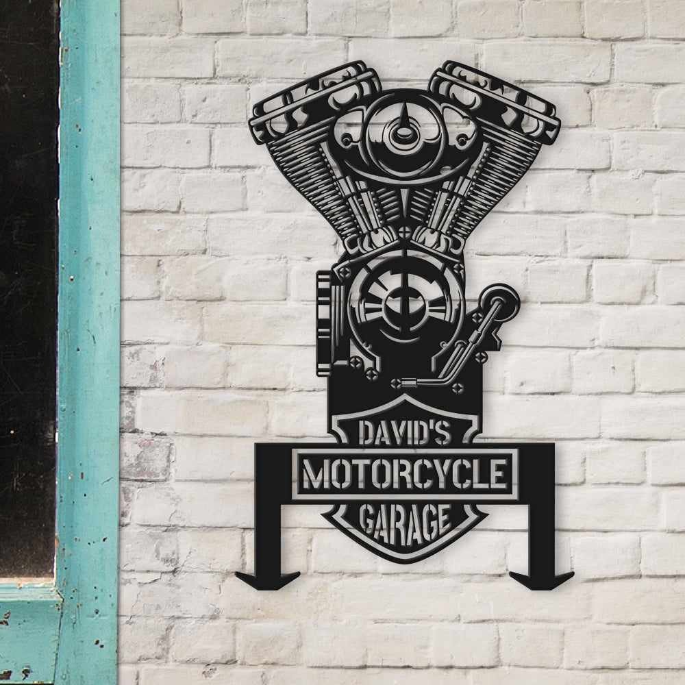 Personalized Metal Wall Art - Motorcycle Engine Design