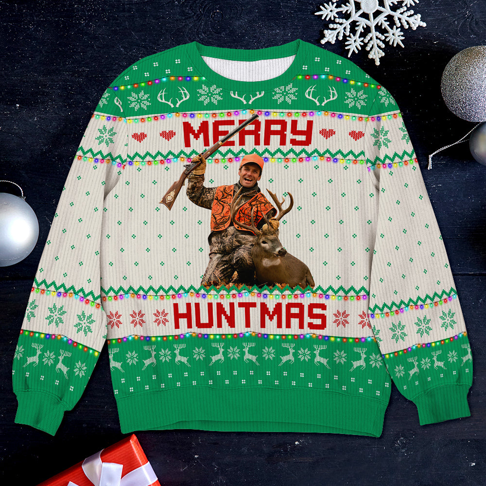 Personalized Ugly Christmas Sweater for Hunting Enthusiasts