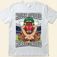 Load image into Gallery viewer, “House Divided, Hearts United” – Funny Couple Sport Shirt - Personalized Gift for Couples
