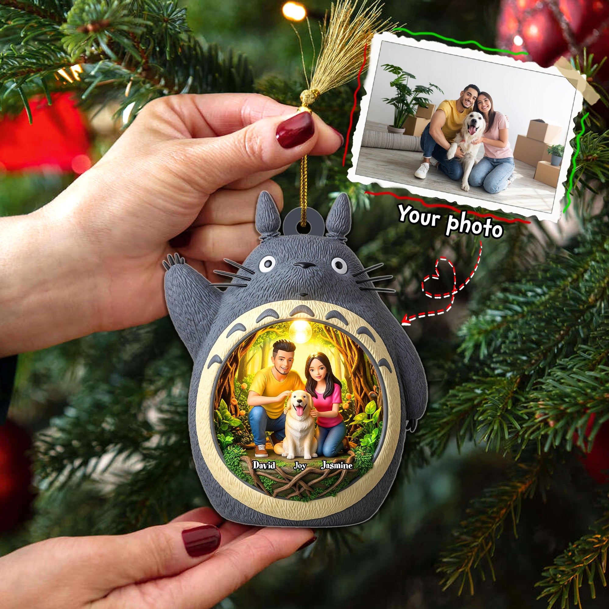 “Cherish Every Moment” - Personalized Custom Photo Acrylic Ornament for Couples and Families Ornament PopCulturePrints