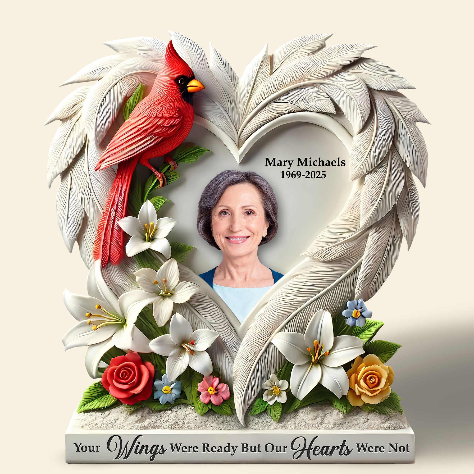 "Your Wings Were Ready But Our Hearts Were Not" - Memorial Heaven Plaque, Personalized Custom Photo Gift for Loved Ones Shaped Plaques PopCulturePrints