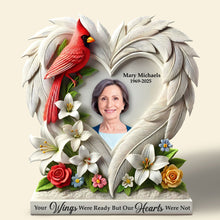 Load image into Gallery viewer, &quot;Your Wings Were Ready But Our Hearts Were Not&quot; - Memorial Heaven Plaque, Personalized Custom Photo Gift for Loved Ones Shaped Plaques PopCulturePrints
