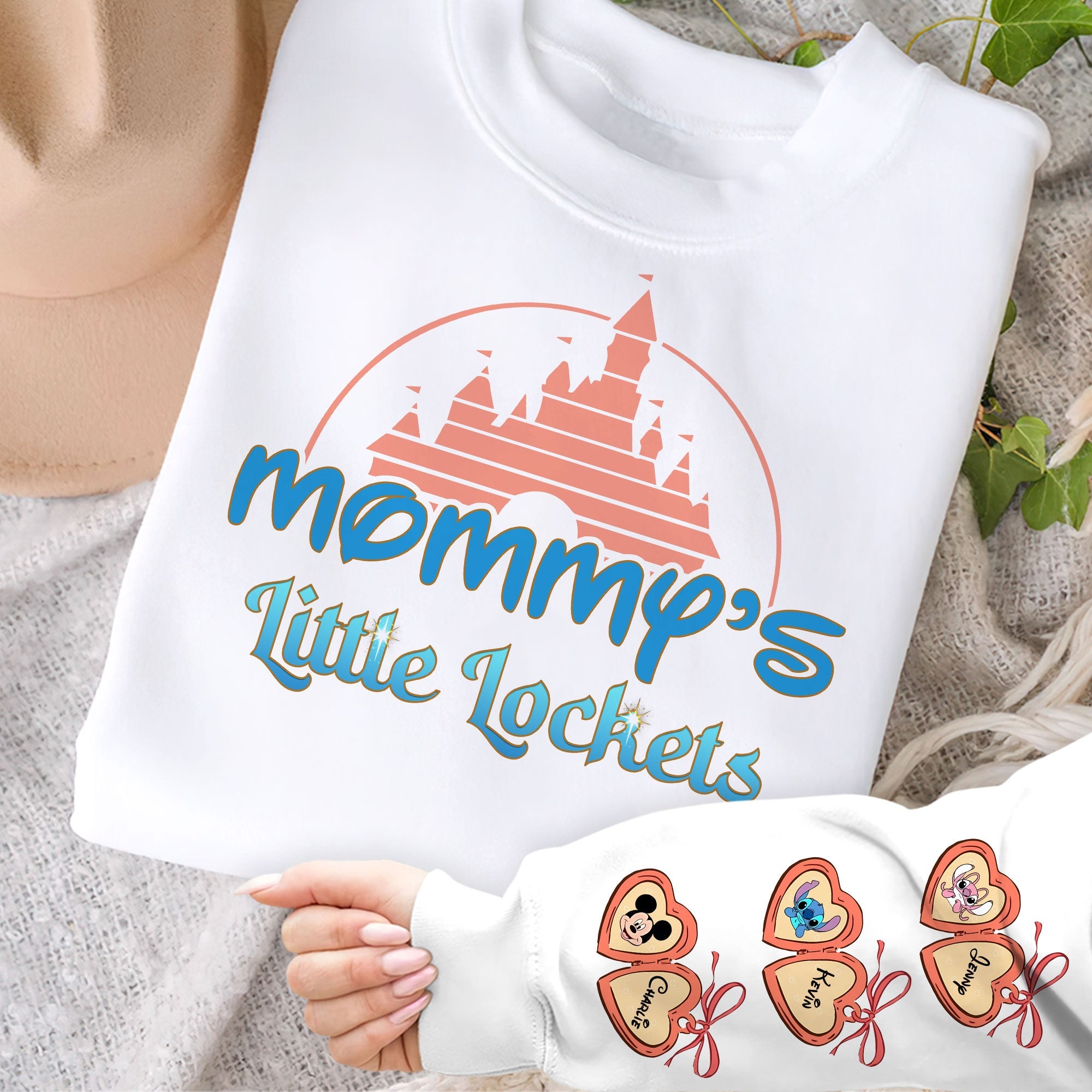 Mommy's Little Lockets - Personalized Gift for Mom, Custom Sweatshirt AOP Products PopCulturePrints