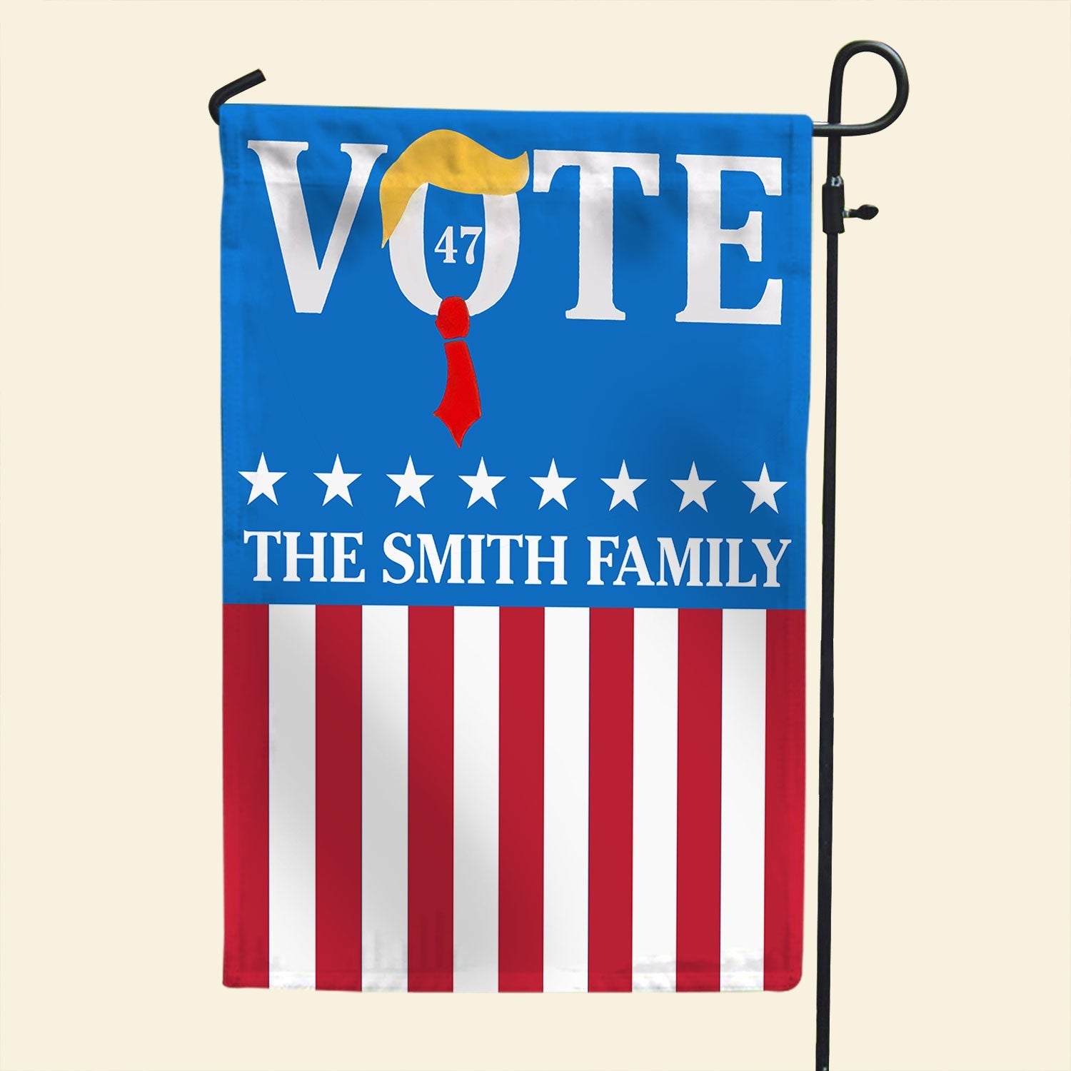 Personalized Family & Patriotic Garden Flag - Vote 47 Design