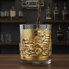 Load image into Gallery viewer, &quot;Adventure Awaits!&quot; Unique Off-Road Design - Personalized Drinking Glass for Off-Road Lovers Whiskey Glass PopCulturePrints
