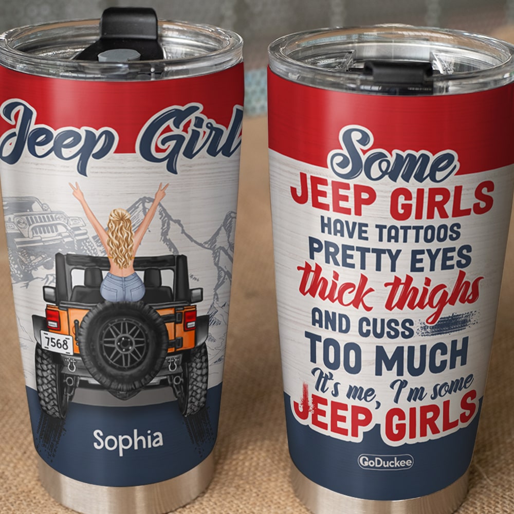 Personalized Jeep Girls Tumbler - Custom Name Travel Mug