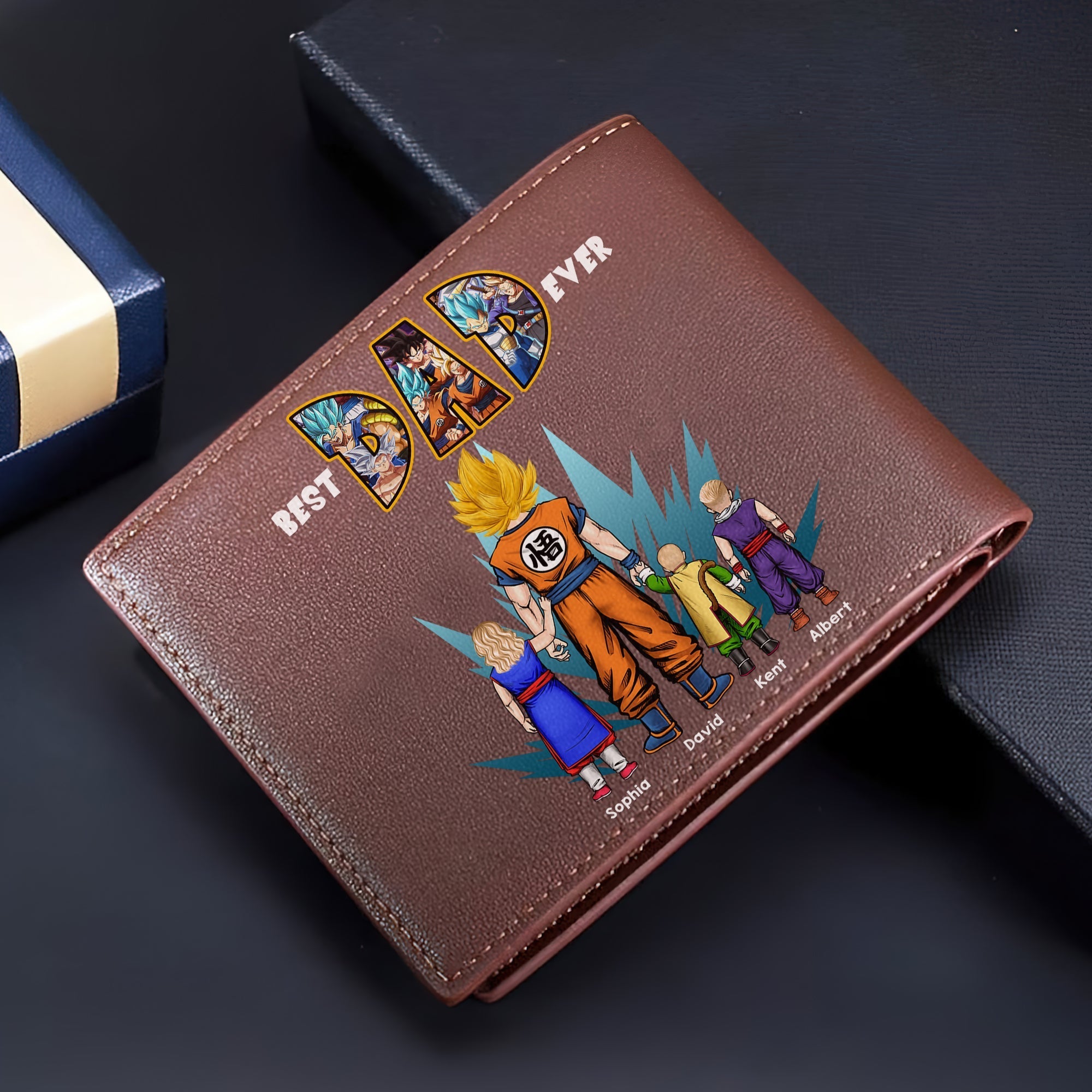 Personalized Super Dad PU Leather Wallet - Perfect Gift for Anime Fans Leather Wallet PopCulturePrints