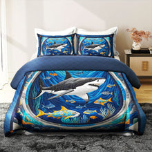 Load image into Gallery viewer, Underwater Adventure Shark Quilt Bed Set Blanket PopCulturePrints
