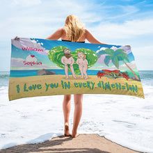 Load image into Gallery viewer, Personalized Magical Couple Wood Sign Beach Towel PopCulturePrints
