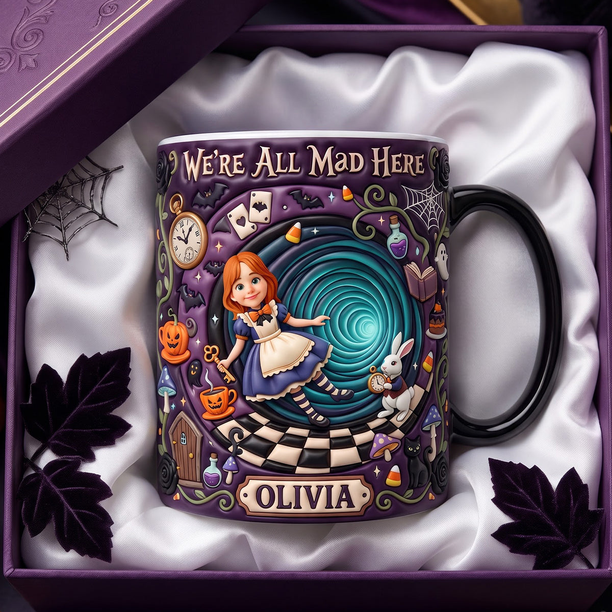 "We're All Mad Here" - Whimsical Adventure Magic Mug, Personalized Gift for Fantasy Lovers Coffee Mug PopCulturePrints