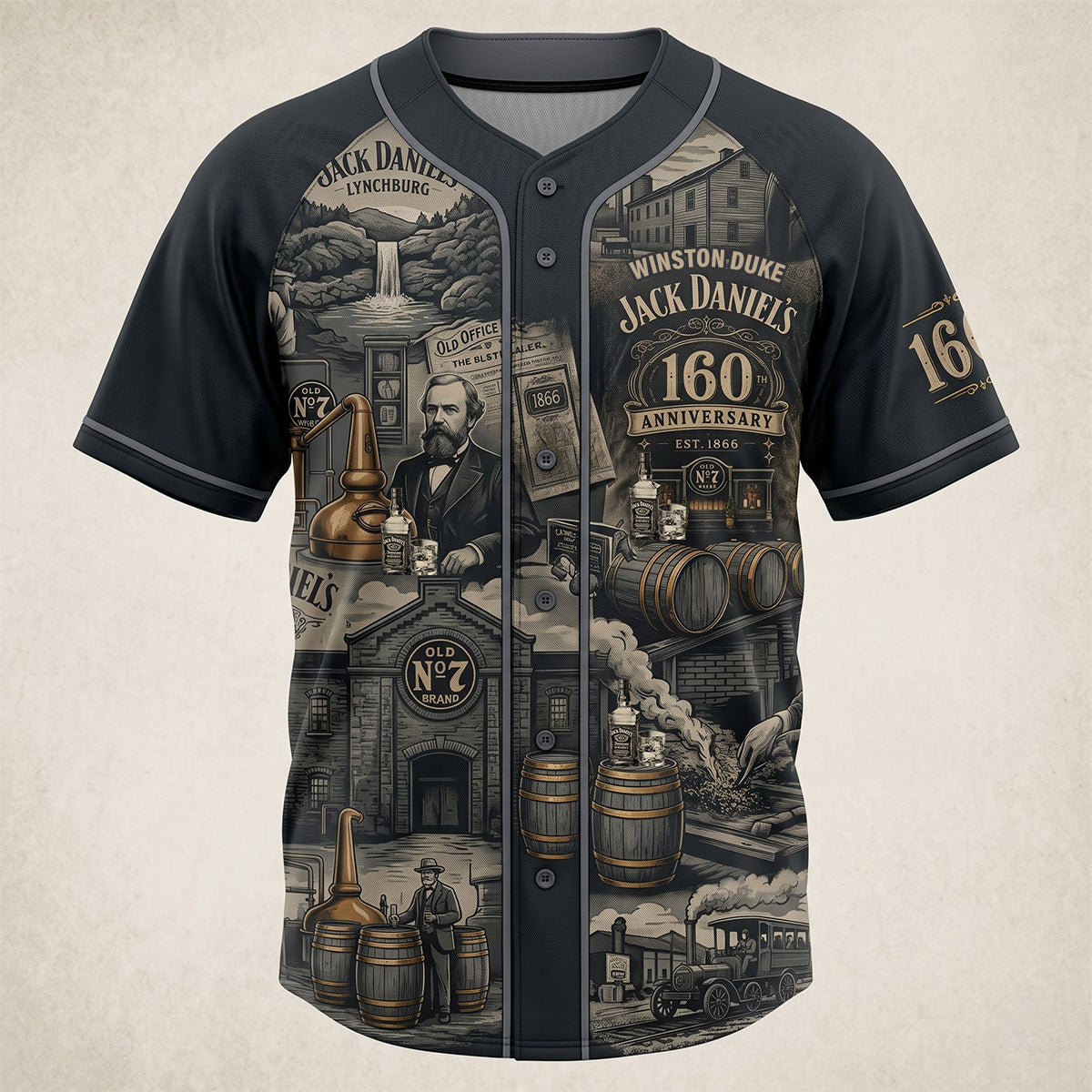 Celebrate 160 Years of Legacy - Personalized Jack Daniel's Baseball Jersey Shirt for Whiskey Lovers AOP Products PopCulturePrints