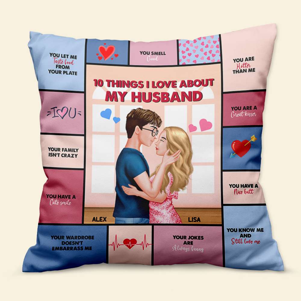 Personalized '10 Things I Love About My Husband' Pillow Pillow PopCulturePrints