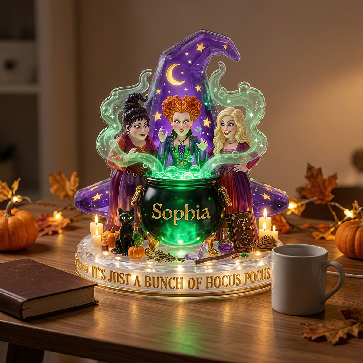 “Ignite Your Magical Spirit!” - Mystic Sisters Acrylic Light Box - Personalized Gift for Witch Lovers