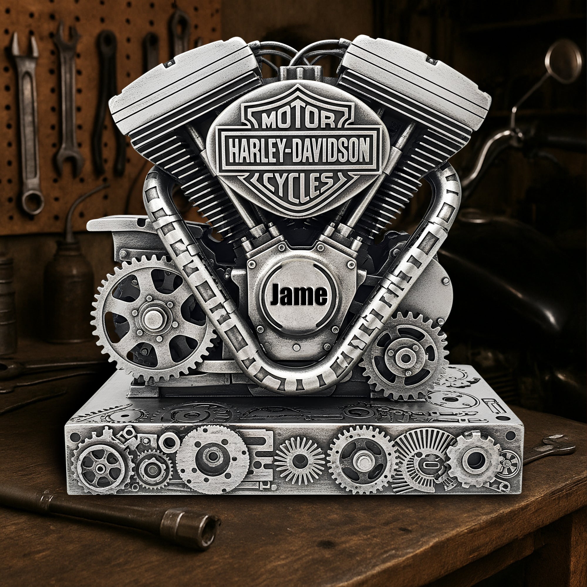 Ride in Style: Personalized Motorbike Engine Acrylic Plaque - Custom Gift for Biker Fans Shaped Plaques PopCulturePrints