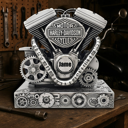Ride in Style: Personalized Motorbike Engine Acrylic Plaque - Custom Gift for Biker Fans Shaped Plaques PopCulturePrints