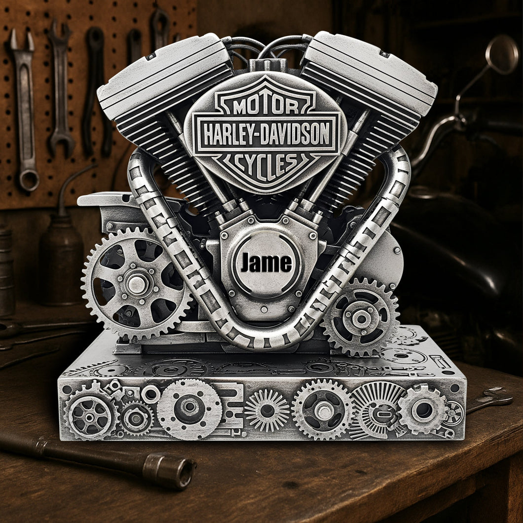 Ride in Style: Personalized Motorbike Engine Acrylic Plaque - Custom Gift for Biker Fans Shaped Plaques PopCulturePrints