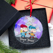 Load image into Gallery viewer, Personalized Double Trouble Kids Crystal Ornament Ornament PopCulturePrints
