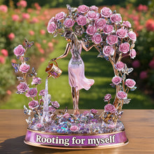 Load image into Gallery viewer, Rooting For Myself – Personalized Acrylic Plaque for Garden Lovers Shaped Plaques PopCulturePrints
