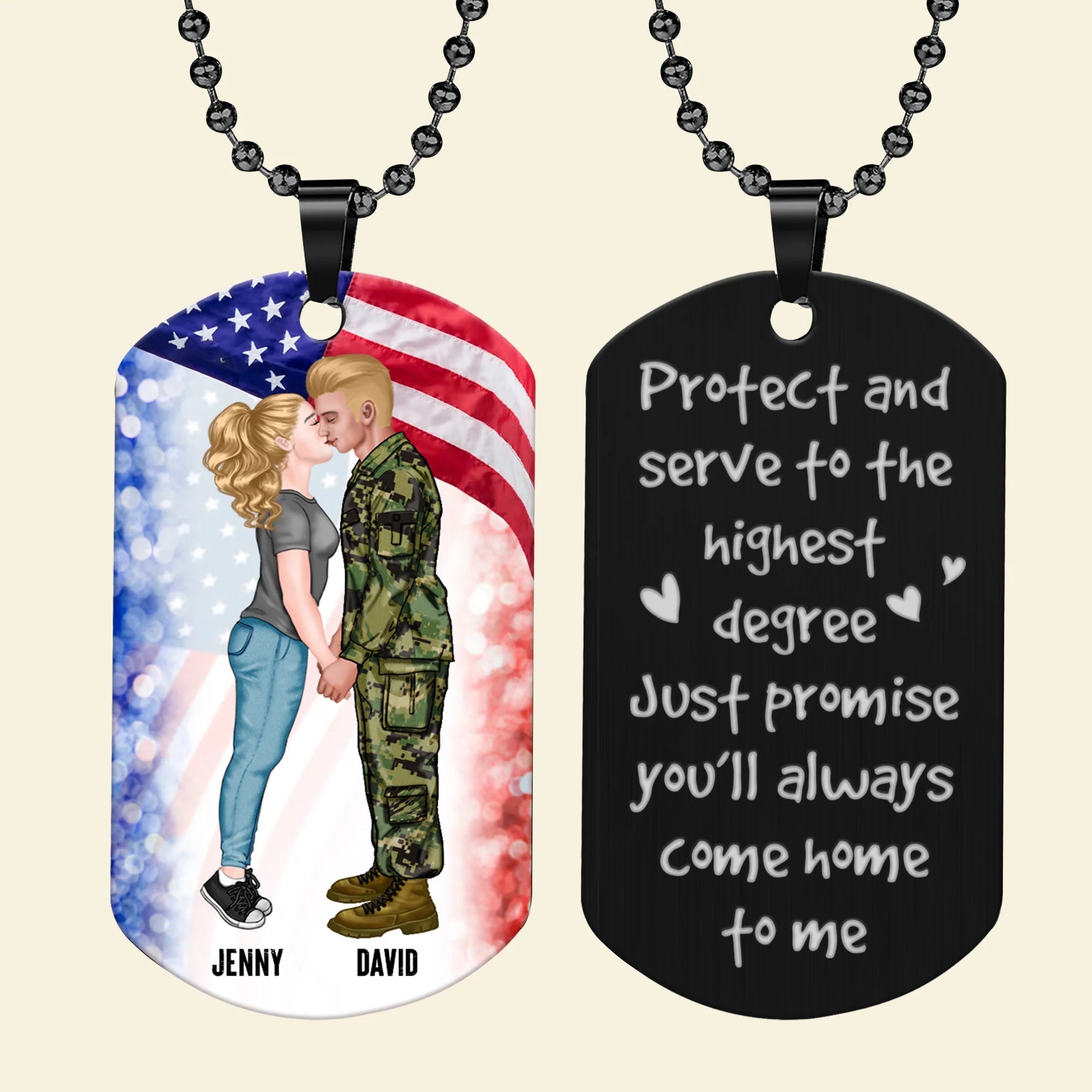 Personalized Military Couple Dog Tag - Always Come Home to Me