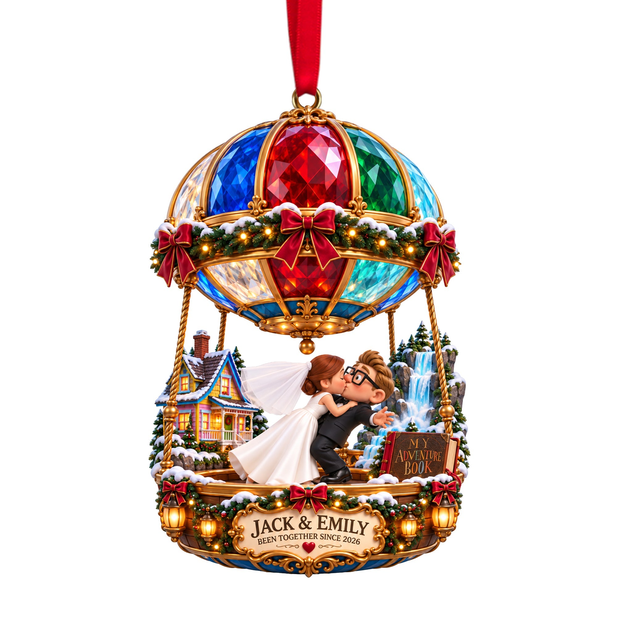 “Love Soars High!” - Hot Air Balloon Couple Ornament - Personalized Gifts for Couples