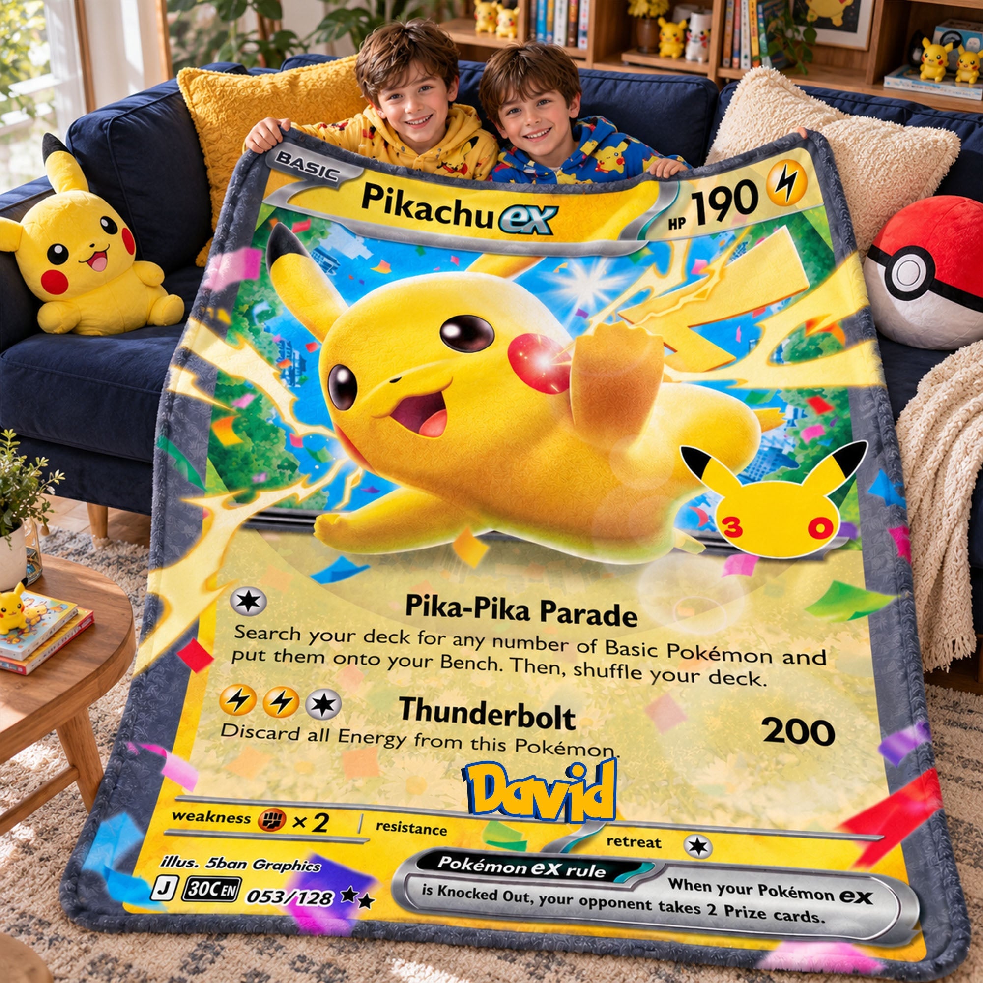 Celebrate Your 30th Anniversary with a Touch of Magic - Custom Creature Game Card Blanket - Perfect Gift for Fans of All Ages