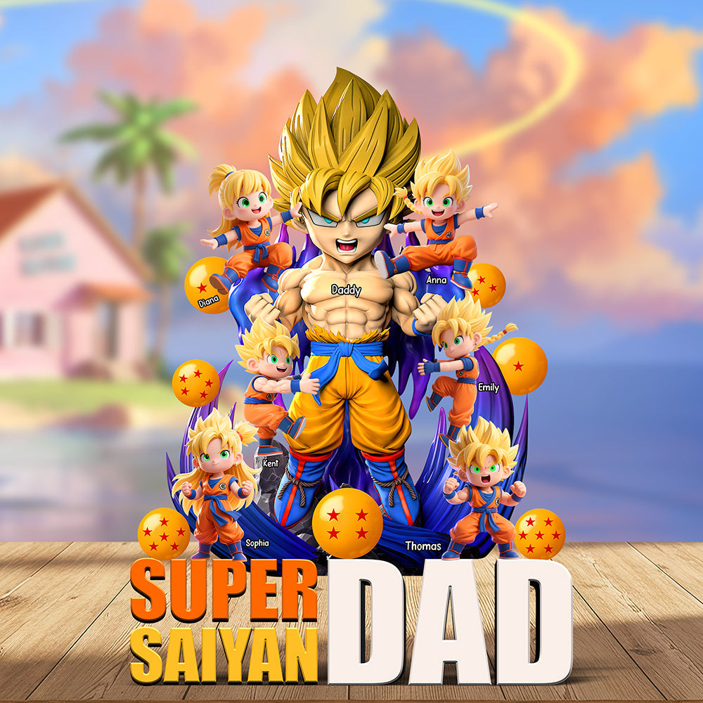 “Super DAD, The Ultimate Hero” - Personalized Super Saiyan Acrylic Plaque - Gift for Dad, Grandpas and Dads-to-Be Shaped Plaques PopCulturePrints
