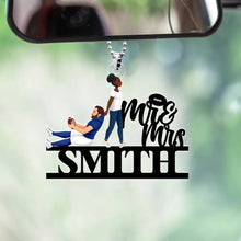Load image into Gallery viewer, Personalized American Football Lover Car Ornament - Mr. &amp; Mrs. Jones Ornament PopCulturePrints
