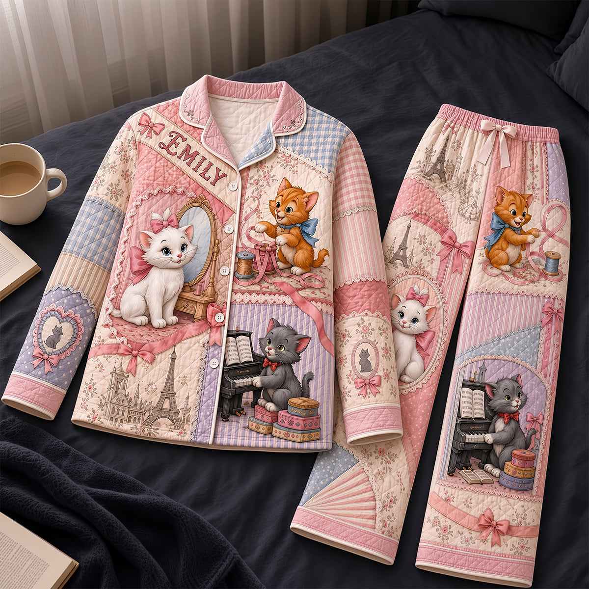 Adorable Cat Pajama Set - Personalized Gifts for Cat Lovers