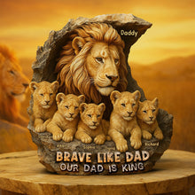 Load image into Gallery viewer, Brave Like Dad - Personalized Lion Plaque for Dad Shaped Plaques PopCulturePrints
