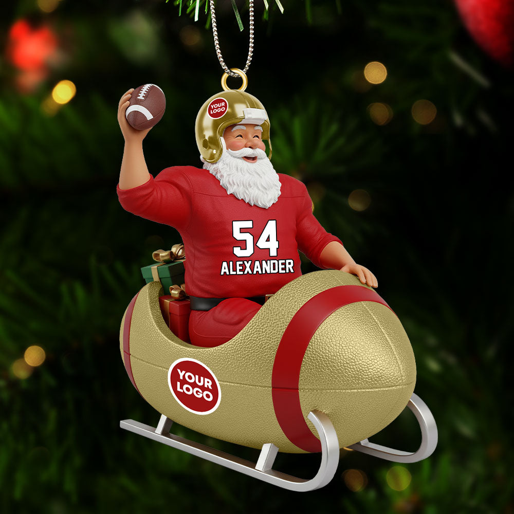 Sport Lover Santa Sleigh Ornament - Personalized Christmas Gift for Sports Fans Ornament PopCulturePrints