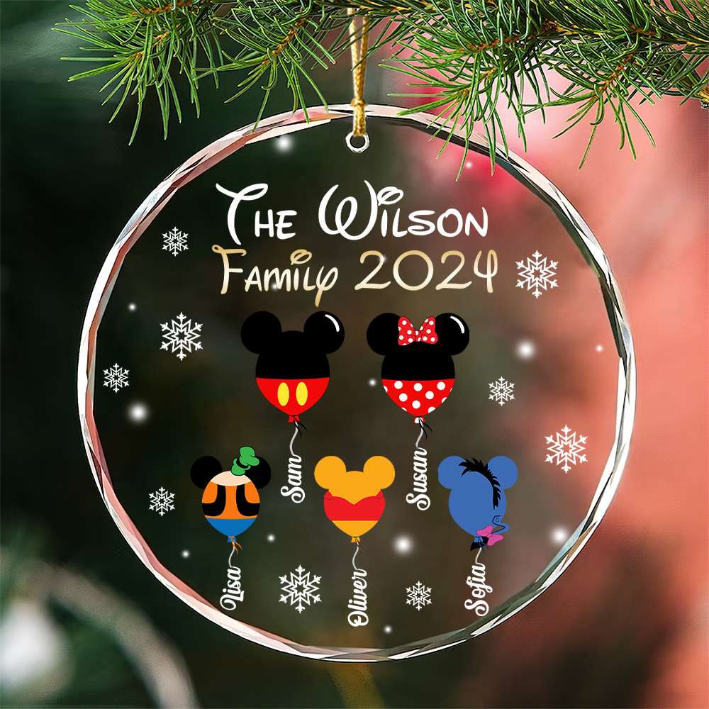 Personalized Family Christmas Crystal Ornament 2024 Ornament PopCulturePrints