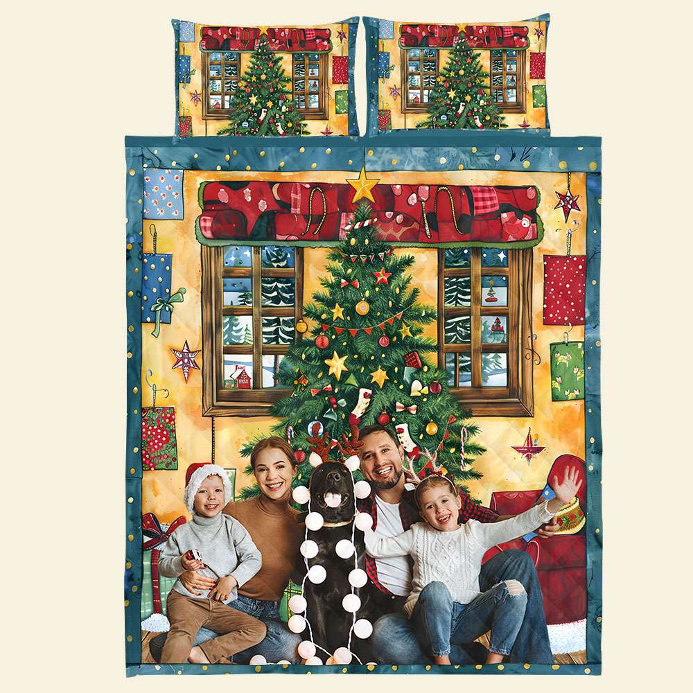 Custom Family Photo Quilt Bedding Set - Holiday Edition Blanket PopCulturePrints