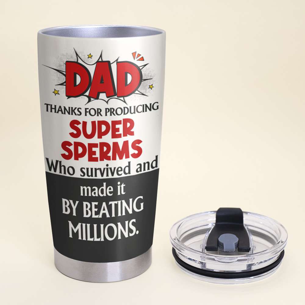 Dad's Super Sperm Tumbler - Funny Personalized Gift for Father's Day