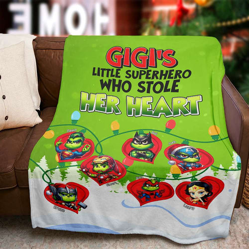 Personalized Superhero Heart Blanket for Grandma Blanket PopCulturePrints