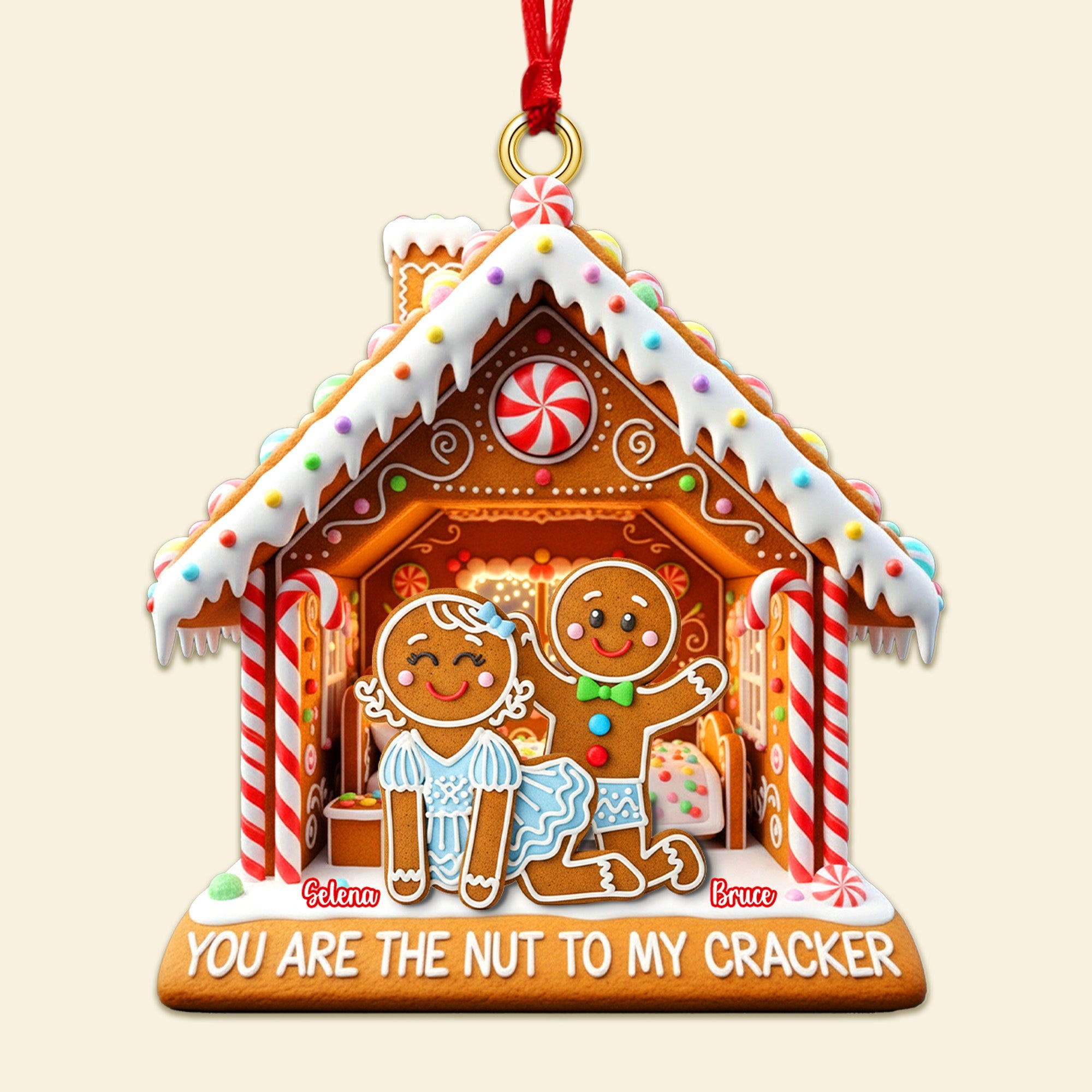 You Are The Nut To My Cracker - Personalized Naughty Couple Gingerbread Acrylic Ornament Ornament PopCulturePrints