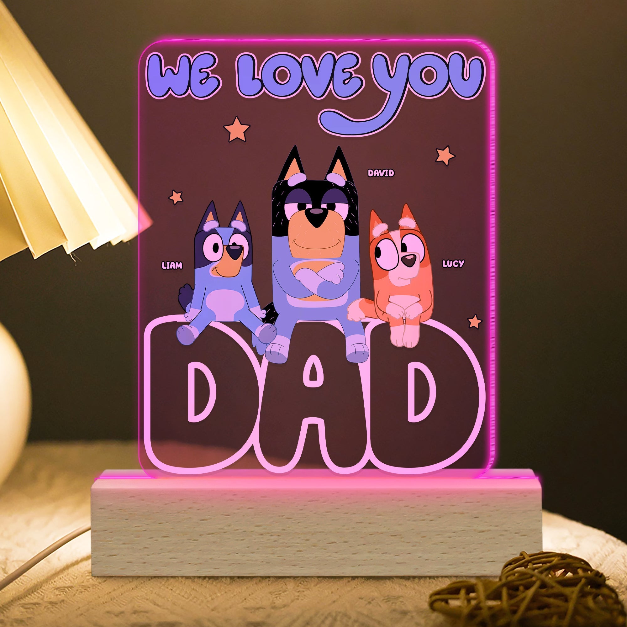 Personalized Bluey LED Lamp - We Love You Dad