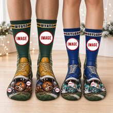 Load image into Gallery viewer, "Defeated Under My Feet" - Personalized Socks for Sport Lovers Socks PopCulturePrints
