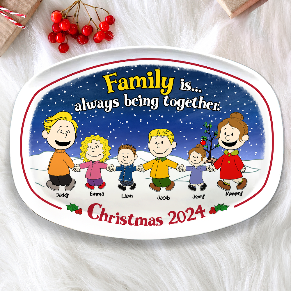 Personalized Family Cartoon Christmas Plate 2024 Plates PopCulturePrints