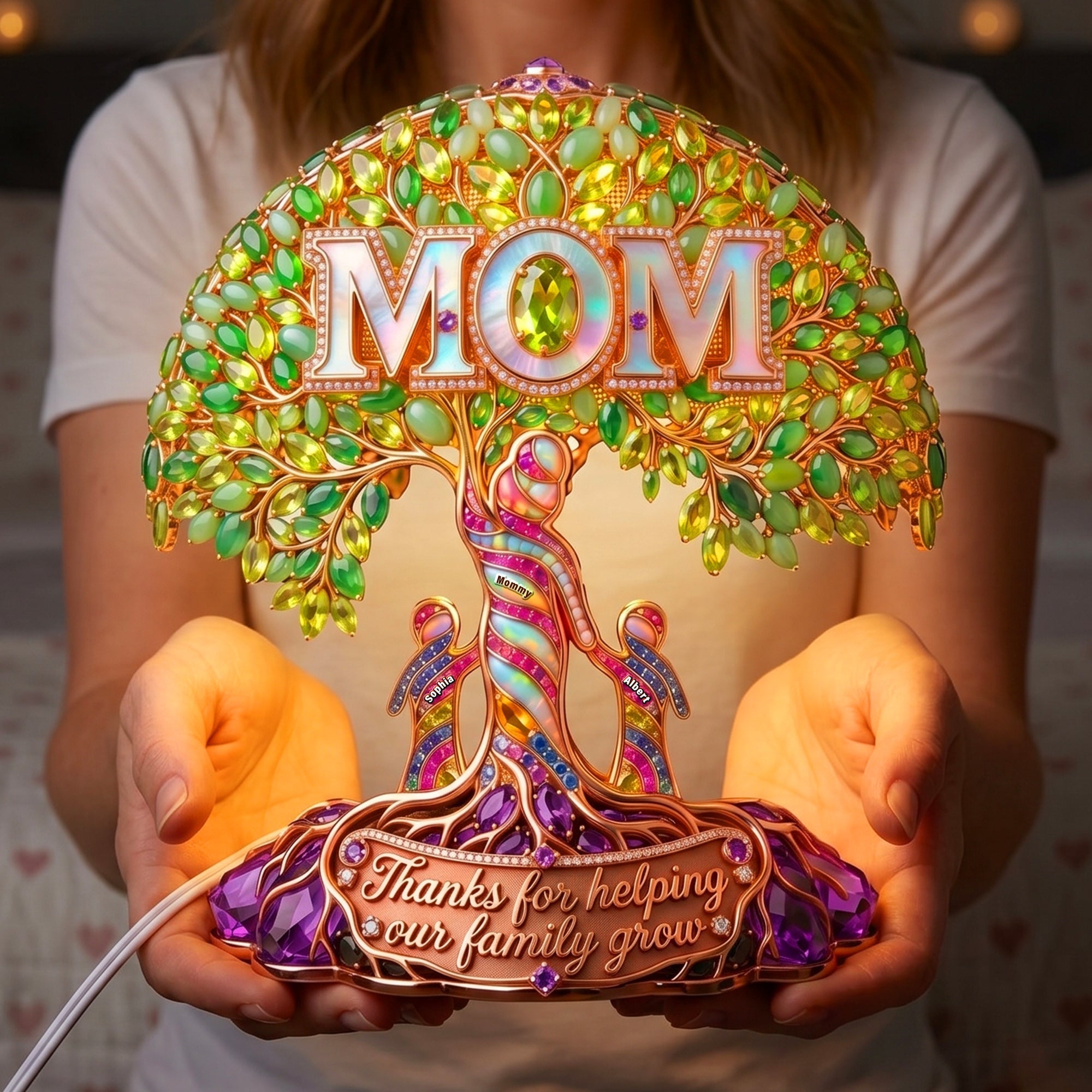 “Thanks for Helping Our Family Grow” - Mom Tree Of Life Light Box - Personalized Gift for Moms, Grandma, and More Light Box PopCulturePrints