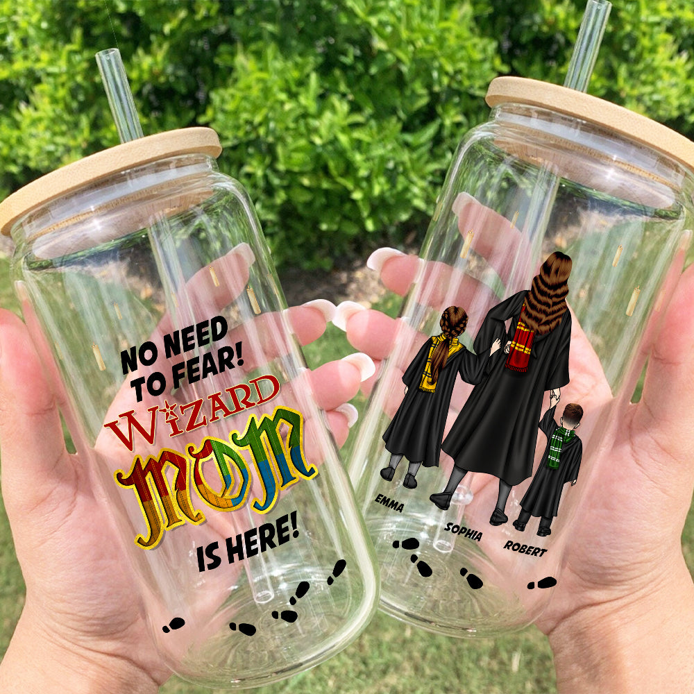 Personalized Wizard Dad Glass Can - Magic Family Gift