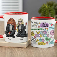 Load image into Gallery viewer, Personalized Work Bestie Accent Mug - Custom Cartoon Design Coffee Mug PopCulturePrints
