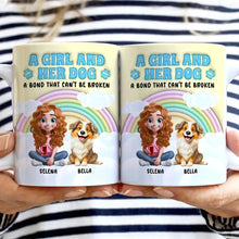 Load image into Gallery viewer, A Bond That Can&#39;t Be Broken - Rainbow A Girl And Her Dogs Personalized Mug Mug PopCulturePrints
