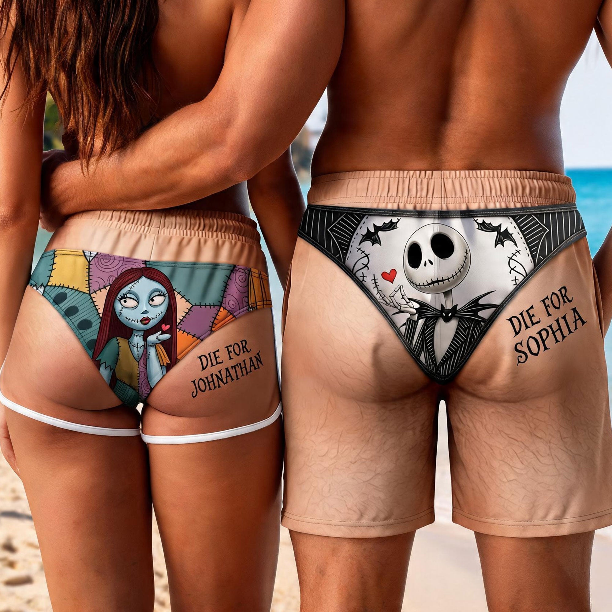 "Die For You" Beach Shorts Set - Custom Personalized Gifts for Couples