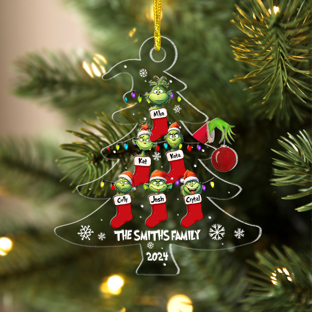 Personalized Grinch Family Christmas Ornament Ornament PopCulturePrints