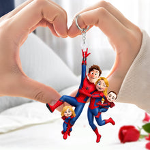 Load image into Gallery viewer, 🕷️ "Swinging Through Life!" - Multitasking Fabulous Family Acrylic Keychain - Personalized Gift for Family &amp; Friends
