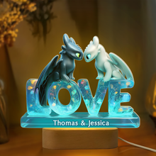 Load image into Gallery viewer, &quot;Love Blooms with Every Glance&quot; - Personalized Dragon Couple LED Light - Unique Gift for Couples and Lovers Led Night Light PopCulturePrints
