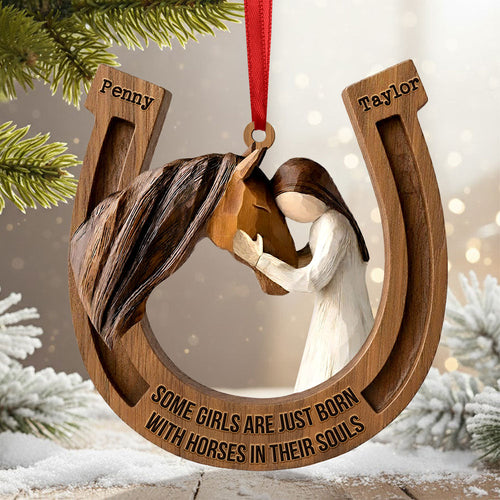 “Some Girls Are Just Born With Horses In Their Souls” - Personalized Horseshoe Ornament - Custom Gift for Horse Lovers Ornament PopCulturePrints